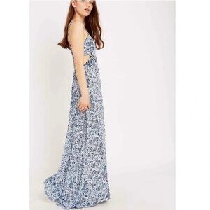 Ecote Urban Outfitters Floral Blue Cut Out Maxi Dress Size Medium